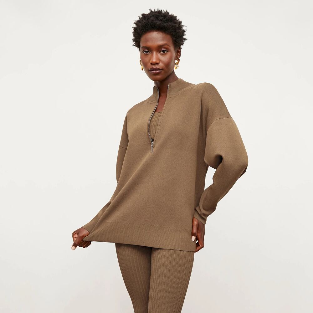 MM LaFleur Athens 1.0 Half Zip Jardigan Sweater Knit Fern Quiet Luxury Medium